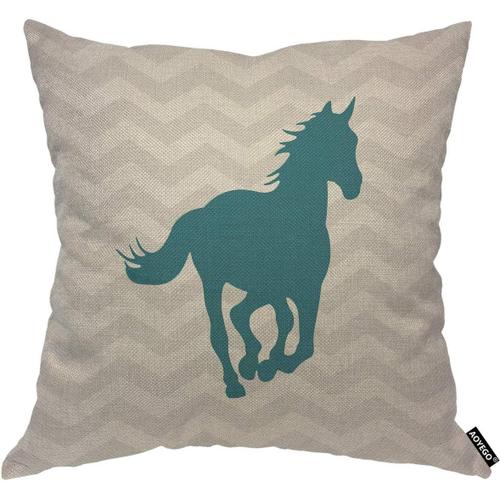 Housse De Coussin Cheval Turquoise - Taie D'oreiller Décorative - 45,7 X 45,7 Cm - Pour Homme, Femme, Garçon, Fille - Housse De Coussin Pour La Maison, Le Canapé, Le Lit