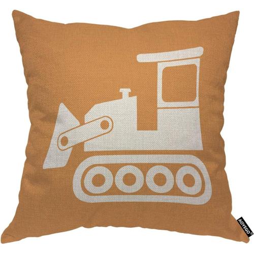 Housse De Coussin Avec Grue, Camion, Niveleuse Lourde, Icône, Silhouette, Pelle, Icône, Dessin Animé, 45,7 X 45,7 Cm, Décoration Pour Homme, Femme, Garçon, Fille, Chambre, Housse D