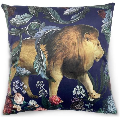 Housse De Coussin Inspirée De William Morris, Taie D'oreiller Carrée En Velours Au Design Original, 45 X 45 Cm, Pour Canapé, Lit, Salon, Chambre À Coucher (45,7 X 45,7 Cm), Lion De La Forêt, 1 Pièce