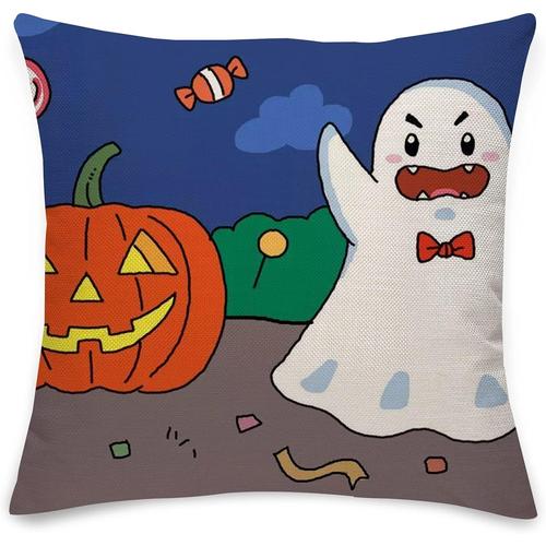 Housse De Coussin Halloween En Lin Noir - Citrouille, Chauve-Souris, Hocus Pocus, Fantôme, Sorcière, Câlin, Canapé, Literie, Maison, Décorations Happy Halloween (Style F)