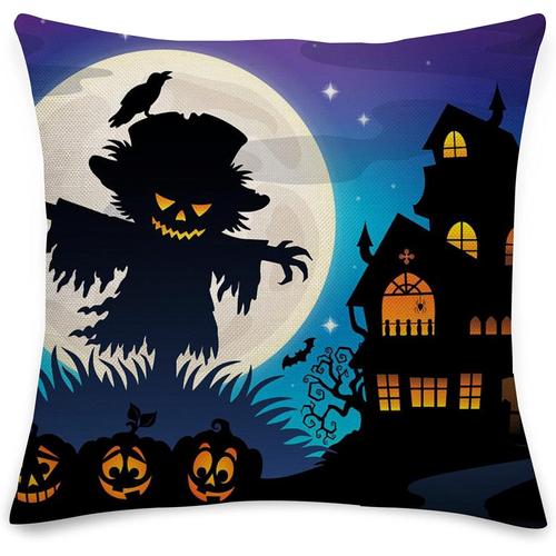 Housse De Coussin Halloween En Lin Noir - Citrouille, Chauve-Souris, Hocus Pocus, Fantôme, Sorcière, Câlin, Canapé, Literie, Maison, Décorations Happy Halloween (Style K)