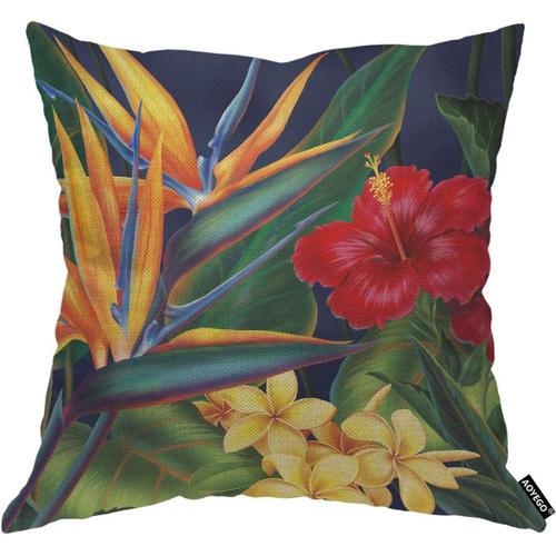 Housse De Coussin En Forme D'oiseau De Paradis, Élégance, Bourgeon, Feuille, Pétale, Floral, Botanique, Verdure, 45,7 X 45,7 Cm, Décoration Pour Homme, Femme, Garçon, Fille, Chambr