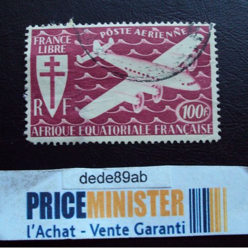 Afrique Equatoriale Française..100f France Libre.Série Avion. Oblitéré.