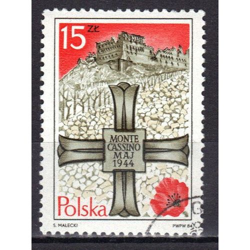 Pologne 1984 : 40è Anniversaire De La Bataille De Monte-Cassino - Timbre Oblitéré