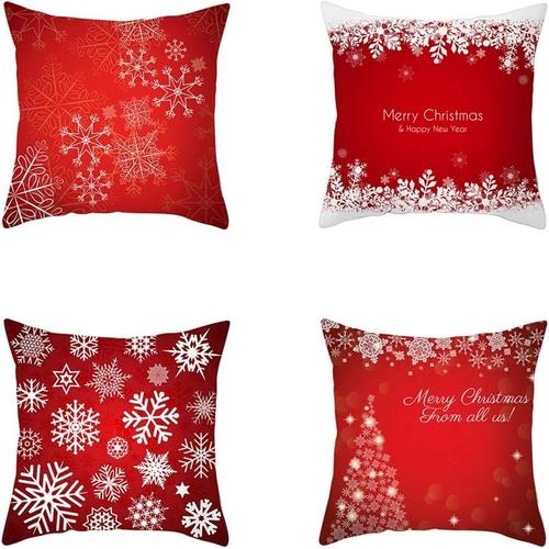 Rétro Arbre De Noël Cadeau Camion Coton Lin Taie D'oreiller Décoratif Canapé Taie D'oreiller Housse De Coussin Taies D'oreiller Décor À La Maison 45x45 Cm/18x18 Pouce - 4 Pièces-2#