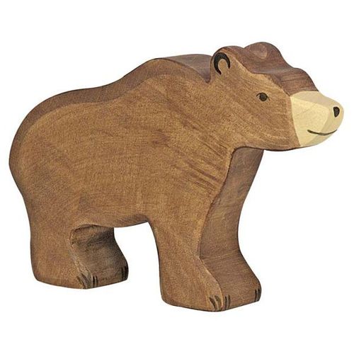 Figurine En Bois, Ours Brun, Collection Safari