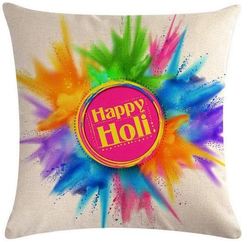 Housse De Coussin En Lin Indien Holi Festival - Taie D'oreiller Décorative Pour Canapé, Lit, Canapé, Décoration D'intérieur - 45 X 45 Cm - N° 14