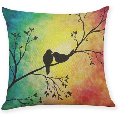 Housse De Coussin En Forme D'oiseau, Housse De Coussin En Lin, Taie D'oreiller Carrée, Canapé-Lit, Décoration D'intérieur, Taie D'oreiller Décorative N°2-18x18 Pouces / 45x45 Cm