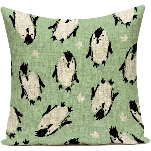 Housse De Coussin Décorative En Forme De Pingouin, Taie D'oreiller Carrée, Pour Canapé-Lit, Décoration D'intérieur, 45x45cm/18x18 Pouces, Ensemble De 6 Pièces