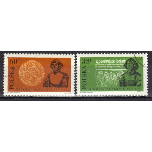 Pologne 1972 : "Poska 73" : Exposition Philatélique Mondiale À Poznan : Pièce De 1530 / Texte Humaniste - Série De 2 Timbres Oblitérés