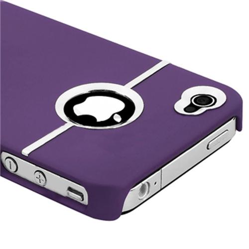 Coque Iphone 4 / 4s *Silver Line Series* Violette + Film De Protection D'écran