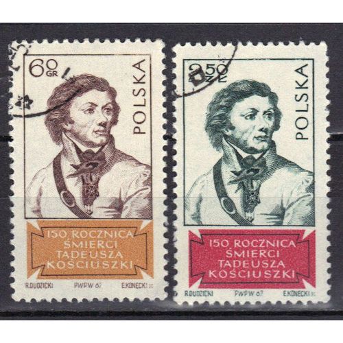 Pologne 1967 : Sesquicentenaire De La Mort De Tadeuz Kosciuski (1746-1841) - Série De 2 Timbres Oblitérés