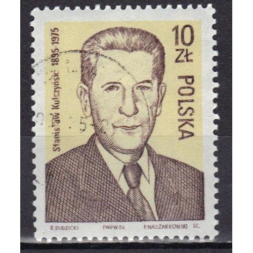 Pologne 1986 : Hommage À Stanislaw Kulczinski (1895-1975) : Portrait De L'homme Politique - Timbre Oblitéré