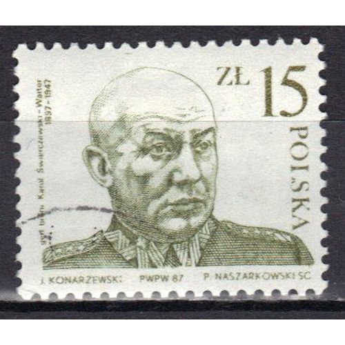 Pologne 1987 : 90è Anniversaire De La Naissance Et 40è Anniversaire De La Mort Du Général Swierczewski (1897-1947) : Portrait - Timbre Oblitéré