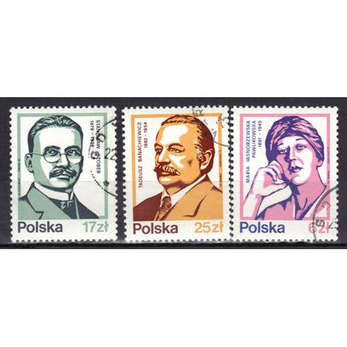 Pologne 1983 : Personnages Célèbres : Maria Jasnorzewska / Stanislaw Szober / Jaroslaw Iwaszkiewicz - Série De 3 Timbres Oblitérés