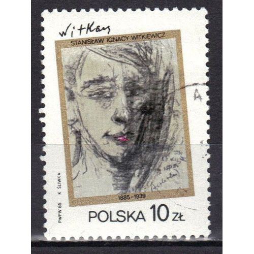 Pologne 1985 : Centenaire De La Naissance De Stanislaw Ignacy Withiewicz : Autoportrait (1931) - Timbre Oblitéré
