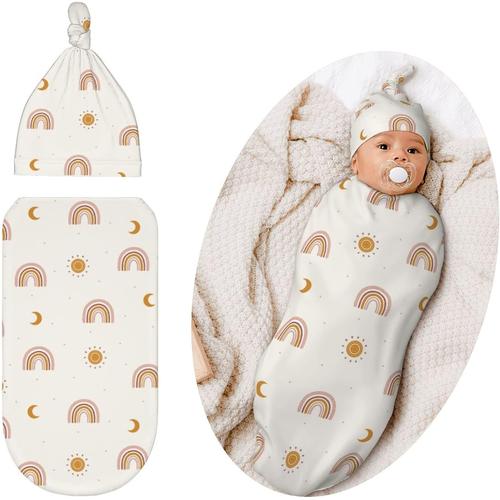 Boho Bébé Trucs Bohème Emmailloter Avec Chapeau Ensemble Emmailloter Nouveau-Né Doux Transition Sacs De Sommeil Pour Bébés Garçons Filles