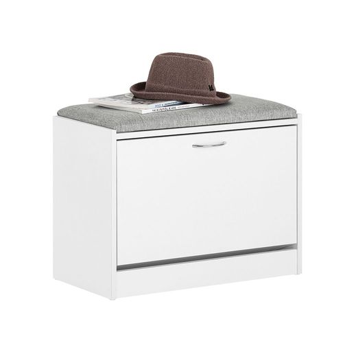 Sobuy Banc Armoire À Chaussures 1 Abattant Avec Coussin Meuble D¿Entrée Coffre Rangement Pour Chaussures, 60x30x46 Cm, Fsr16-Hg