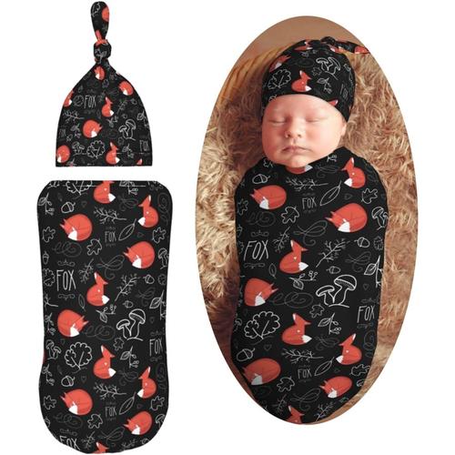 Animal Renard Bébé Trucs Swaddle S Beanie Chapeau Ensembles Doux Et Extensible Nouveau-Né Réception Swaddle Sac Pour Nourrissons Douche