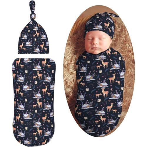 Mignon Cerf Faon Lièvre Bébé Trucs Swaddle S Beanie Chapeau Ensembles Doux Et Extensible Nouveau-Né Réception Swaddle Sac Pour Nourrissons Douche