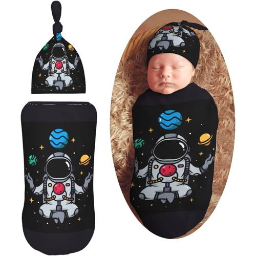 Yoga Astronaute Bébé Trucs Swaddle S Beanie Chapeau Ensembles Doux Et Extensible Nouveau-Né Réception Swaddle Sac Pour Nourrissons Douche