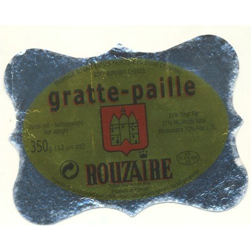 Étiquette De Fromage Gratte-Paille, Fromage Au Lait Entier Fabriqué En Seine Et Marne, Fromagerie Rouzaïre À Tournan En Brie
