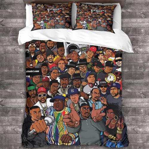 Tupac Shakur Parure De Lit Pi¿¿Ces Pac Hip-Pop Housse De Couette Et Taie D'oreiller En Microfibre De Coton Confortable Et Douce Doubl 200 * 200 Cm