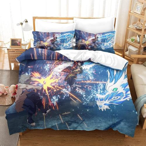 Ensembles De Housse De Couette Demon Slayer Nezukod Anime Skull Ensembles De Literie Ensemble De Literie En Microfibre Single (Xcm) 200 * 200 Cm