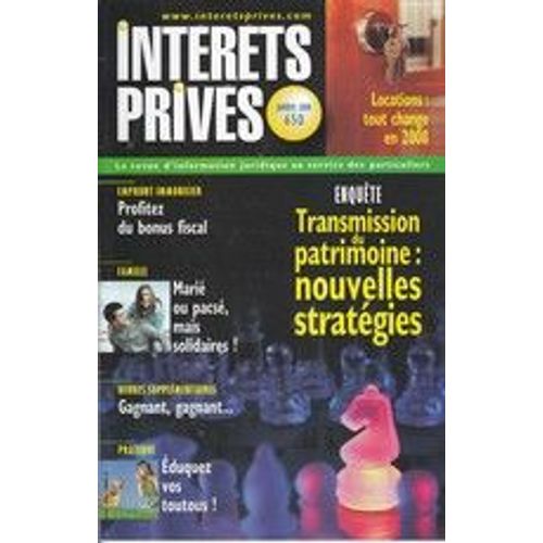Interets   Prives  N° 650 : Transmission Du Patrimoine Strategie
