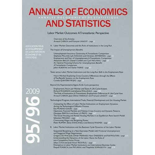 Annales D'économie Et De Statistique N° 95/96, Juillet-Dé - Labor Market Outcomes: A Transatlantic Perspective