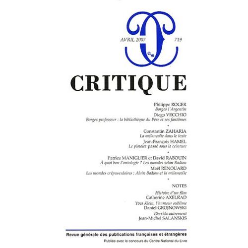 Critique N° 719 Avril 2007