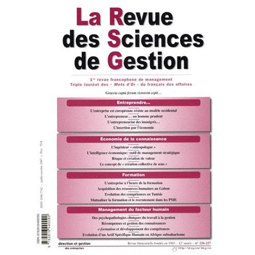 La Revue Des Sciences De Gestion N° 226-227, Juillet-