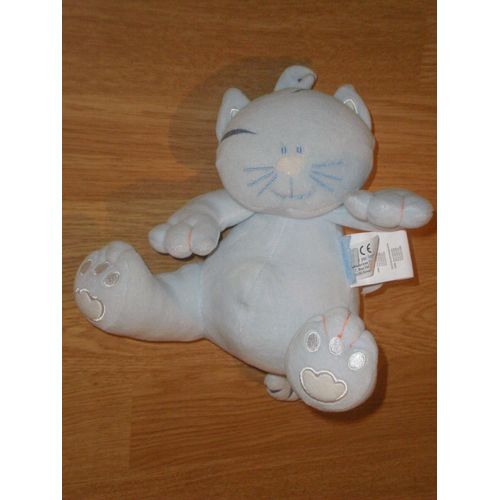 Doudou Peluche Chat Cat Katze Bleu Ciel Marese