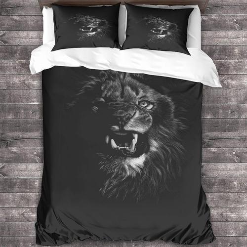 Lion Parure De Lit Pi¿¿Ces Pour Personnes ¿¿ Faune Animal Impression D Housse De Couette En Microfibre Avec Fermeture ¿¿Clair Double£¿Xcm£© 220 X 240 Cm