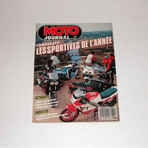 Moto Journal  N° 864 : Comparatif Les Sportives De L'annee;Yamaha,Honda;Kawasaki; Finale Promosport; Rallye Des Pharaons; Nouveautes Trial 89; Le Dakar D'un Prive; Cartes Grises Special Touquet