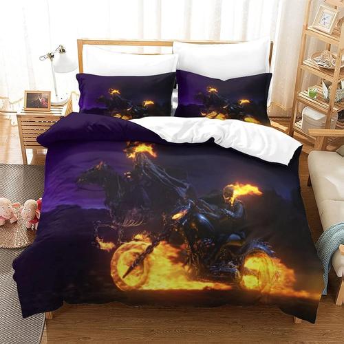 Ghost Rider Ensemble De Literie Super-H¿¿Ros Housse De Couette D Marvel Th¿¿Me Housse De Couette Microfibre Respirante Roi£¿Xcm£© 140 X 200 Cm