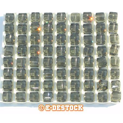 Lot 6 Perles Cubes Swarovski 8mm Black Diamond