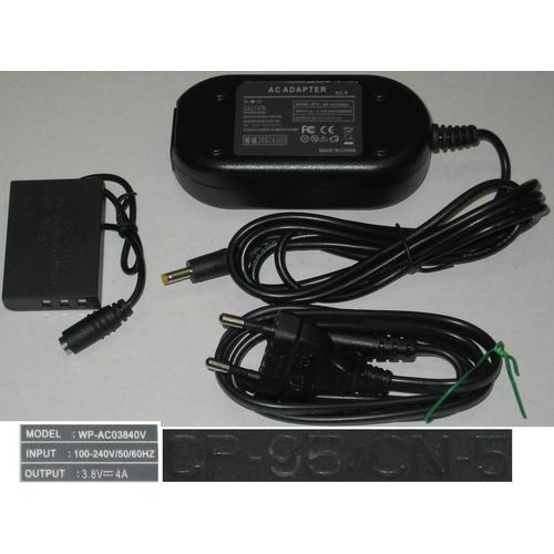 AC Adapter Chargeur Pour FUJI AC-5 + Coupler CP-95 CN-5, Model: WP-AC03840V, 3.8V 4A 15W