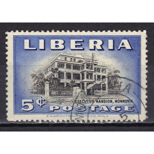 Liberia 1949 : Palais Présidentiel - Timbre Oblitéré