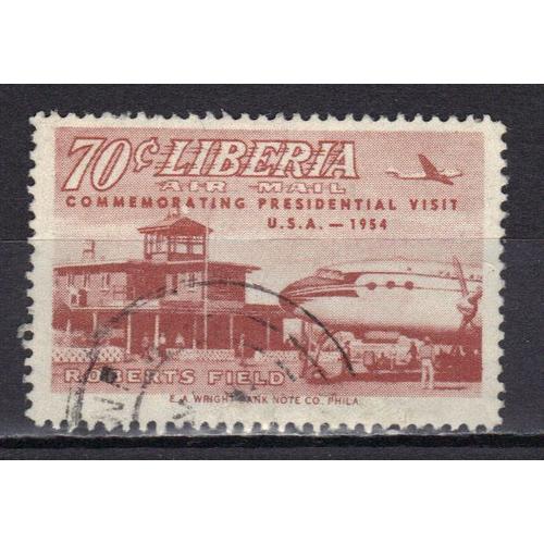 Liberia 1953 Poste Aérienne : Aéroport De Robertsfield - Timbre Oblitéré