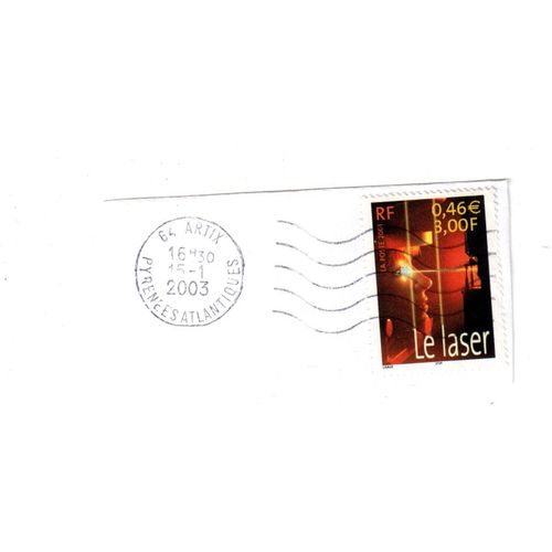 Timbre Oblitéré Sur Coin D'enveloppe : France, Le Laser, 2003