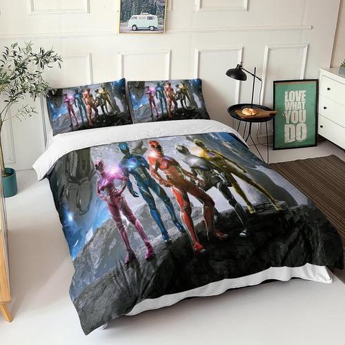 Microfibre Power Rangers Parure De Lit D Avec Housse De Couette + Taie D'oreiller Power Rangers Parure De Lit Pi¿¿Ces Avec Fermeture ¿¿Clair Pour Adultes Et Enfa 140 X 200 Cm