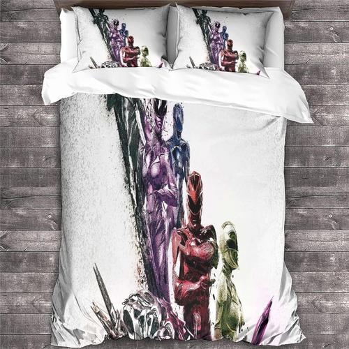 Power Rangers Housse De Couette Power Rangers Parure De Lit En Microfibre Motif D Housse De Couette Avec Fermeture ¿¿Clair Taies D'oreiller Pi¿¿Ces Pour Adultes 140 X 200 Cm