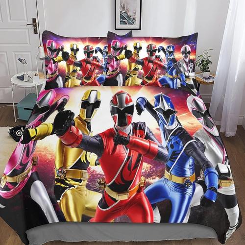 Premium Avec Taies D'oreiller Avec Fermeture ¿¿Clair De D Microfibre Power Rangers Housse De Couette Motif Microfibre Power Rangers Parure De Lit Pi¿¿Ces Pour Ad 140 X 200 Cm