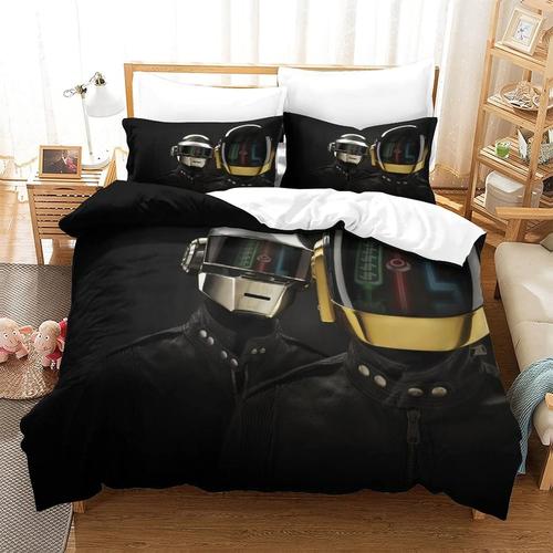 Daft Punk Parure De Lit D¿¿Cor Musique, Electronica- Impression Num¿¿Rique D - % Microfibre - Douce Et Moelleuse - Avec Housse De Couette Et 140*200 Cm