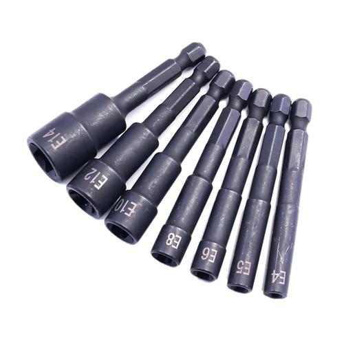 7x 1/4 Pouces Torx Star De Douilles Femal E Type Clé À Douille E4/E5/E6/E8/E10/E12/E14 Pour Perceuse Visseuse Sans Fil