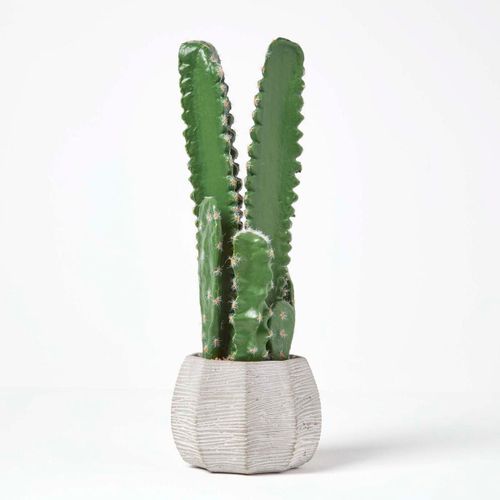 Cactus artificiel "Echinopsis Peruviana" en pot gris texturé 49 cm