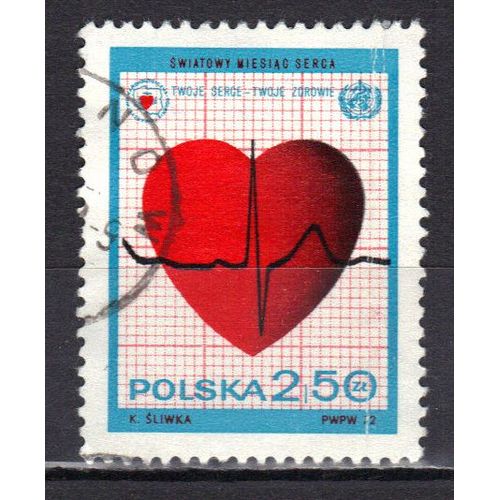 Pologne 1972 : Campagne Mondiale Du Coeur - Timbre Oblitéré