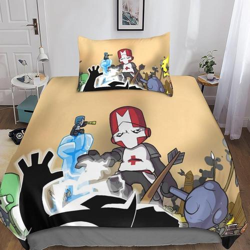 Castle Crashers D Housse De Couette Motif Imprim¿¿ En D Parures Le Chateau Pas Invit¿¿ Linge De Lit,De Literie Avec Taies D'oreiller, Pour Adultes Et Enfants De E 140 X 200 Cm