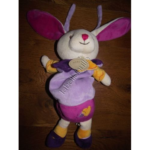 Doudou  Musical Lapin Baby Nat' Babynat  Peluche Musique  Rose Violet  Jaune